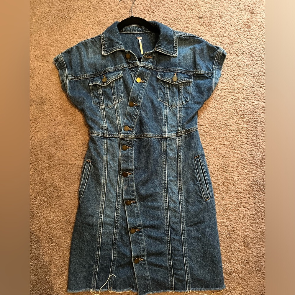 Free People Women's Blue and Navy Dress Size XS
